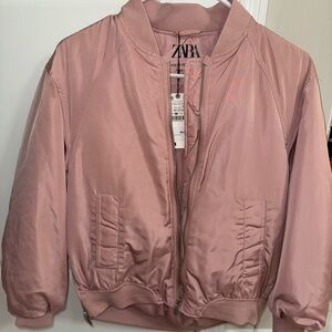 Zara Kids Pink Bomber Puffer Jacket